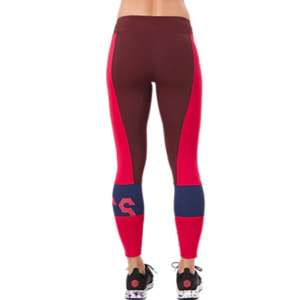 Asics tight leggings pants gym yoga Athletic activewear workout sportswear red - Picture 3 of 5